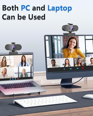 2K Webcam for PC Mac Laptop with Microphone,Full HD Web Cam for Streaming with Privacy Cover Sliders,USB C Web Camera for Desktop Computer Monitor,External Small Best Webcam For Microsoft Teams Gaming in Kuwait