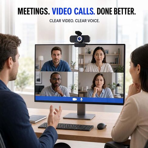 1080P Webcam for PC with Microphone, Privacy Cover & Tripod in Kuwait