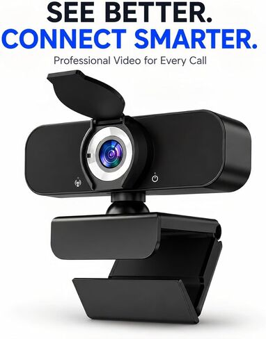 1080P Webcam for PC with Microphone, Privacy Cover & Tripod in Kuwait