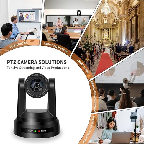 PTZ Camera 4K,AI Auto Tracking USB3.0/3G-SDI/LAN HDMI PTZ Camera 20X Optical +16X Digital Zoom with PoE Live Streaming for Church Worship,OBS,Facebook,YouTube(4K) in Kuwait