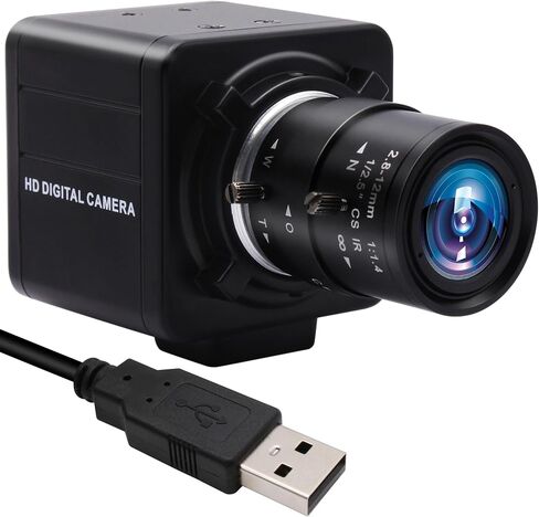 MMlove 8MP USB Camera High Speed 30fps 2.8-12 4X Optical Zoom Lens 2448P USB Webcam Manual Close up Zoom in and Out Golf Swing Camera for Industrial Machine Vision Support PC Raspberry Pi in Kuwait