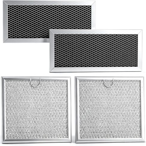 4PCS Microwave Charcoal Filter and Grease Filter Set Compatible with Samsung ME19R7041FS ME19R7041FS/AA ME19R7041FT ME19R7041FT/AA ME19R7041FB ME19R7041FB/AA in Kuwait
