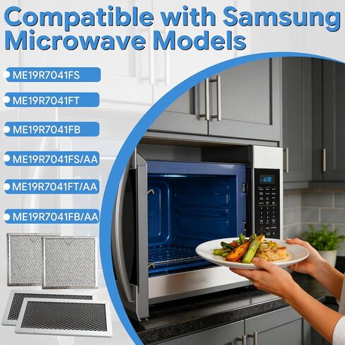 4PCS Microwave Charcoal Filter and Grease Filter Set Compatible with Samsung ME19R7041FS ME19R7041FS/AA ME19R7041FT ME19R7041FT/AA ME19R7041FB ME19R7041FB/AA in Kuwait