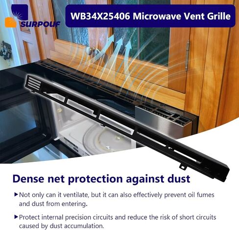 WB34X25406 wb34X25406 Microwave Vent Grille Compatible with GE， Replaces 4465386 AP6040821 PS11774030 EAP11774030 in Kuwait