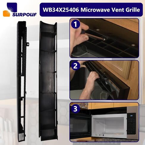 WB34X25406 wb34X25406 Microwave Vent Grille Compatible with GE， Replaces 4465386 AP6040821 PS11774030 EAP11774030 in Kuwait