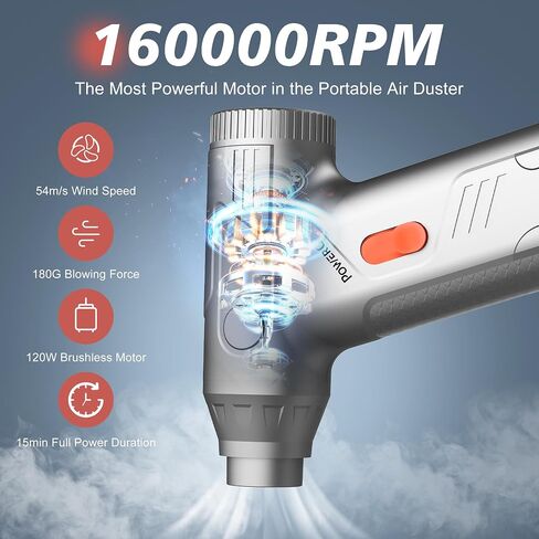 Mini Compressed Air Duster - 160000RPM Electric Air Duster, Stepless Speed Tiny Rechargeable Cordless Air Blower for Electric Devices Cleaning Replaces Compressed Air Cans, Sliver in Kuwait