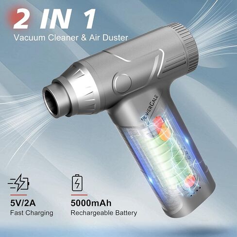 Mini Compressed Air Duster - 160000RPM Electric Air Duster, Stepless Speed Tiny Rechargeable Cordless Air Blower for Electric Devices Cleaning Replaces Compressed Air Cans, Sliver in Kuwait