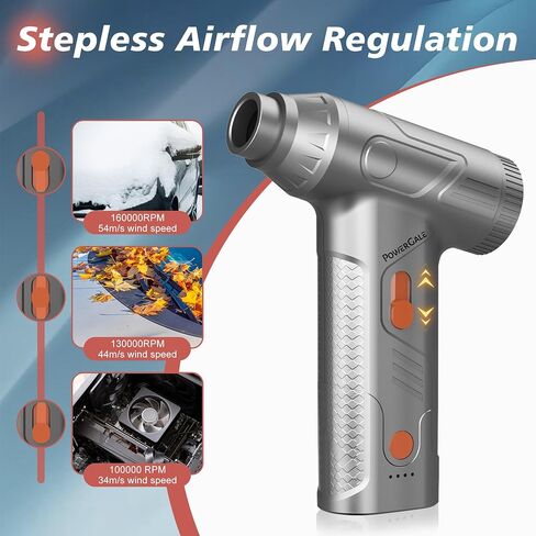 Mini Compressed Air Duster - 160000RPM Electric Air Duster, Stepless Speed Tiny Rechargeable Cordless Air Blower for Electric Devices Cleaning Replaces Compressed Air Cans, Sliver in Kuwait