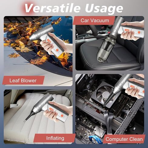 Mini Compressed Air Duster - 160000RPM Electric Air Duster, Stepless Speed Tiny Rechargeable Cordless Air Blower for Electric Devices Cleaning Replaces Compressed Air Cans, Sliver in Kuwait