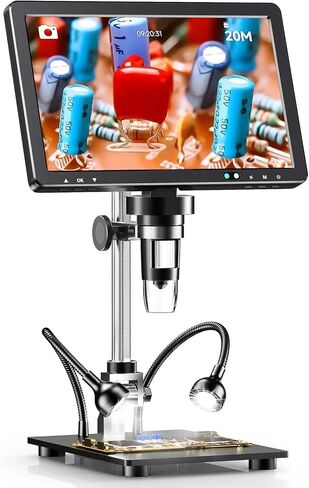 Microscope, 10.1'' HDMI Digital Microscope 2000X Coin with LEDs 20MP Soldering,for Homeschool Lab in Kuwait