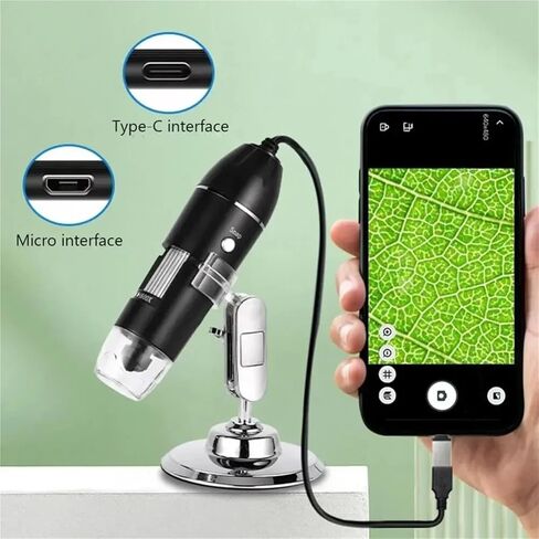 Microscope, Digital Microscope Camera 3in1 C Type USB Portable Electron 500X/1000X/1600X,for Homeschool Lab(1600X) in Kuwait