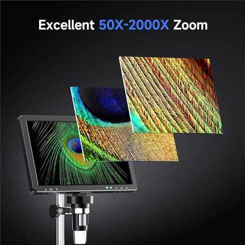 Microscope, 10.1'' HDMI Digital Microscope 2000X Coin with LEDs 20MP Soldering,for Homeschool Lab in Kuwait