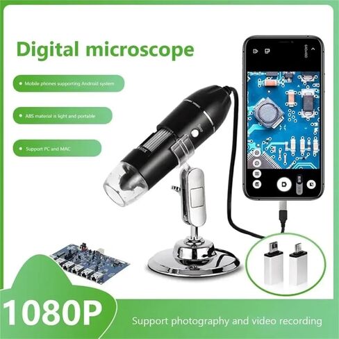 Microscope, Digital Microscope Camera 3in1 C Type USB Portable Electron 500X/1000X/1600X,for Homeschool Lab(1600X) in Kuwait