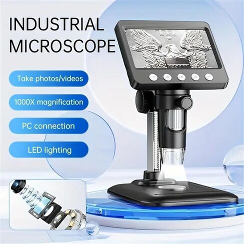 Microscope, 4.3inch HD Digital Microscope Real Shot Rendering Computer Electron Biological,for Homeschool Lab in Kuwait