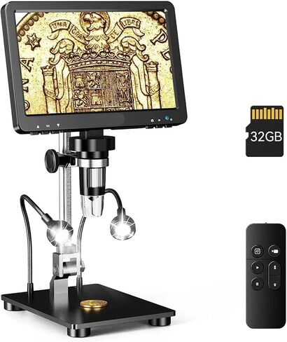 Microscope, 7" Digital Microscope 1200X with IPS Screen, 1080P 16MP Coin Magnifier,for Homeschool Lab in Kuwait