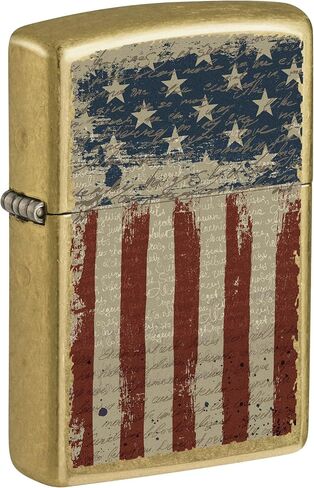 Zippo Lighter: Aged American Flag - Street Brass 81728 in Kuwait