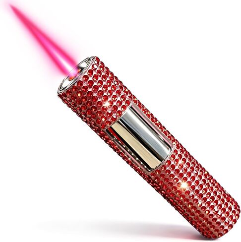 Pink Diamond Torch Lighter, Red Rhinestone Embellished Refillable Cool Butane Lighters,Windproof Flame Adjustable, Cool,Jet Torch Flame Lighters,Give Girl Gift(No Butane Fuel) (E2) in Kuwait