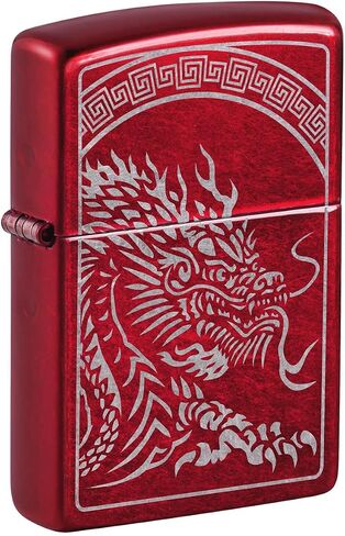 Zippo Lighter: Dragon Design, Engraved - Candy Apple Red 81761 in Kuwait