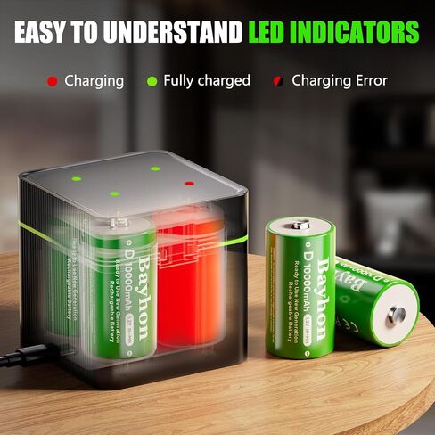 10000mAh D Rechargeable Batteries with 4-Slot Type-C Charger in Kuwait