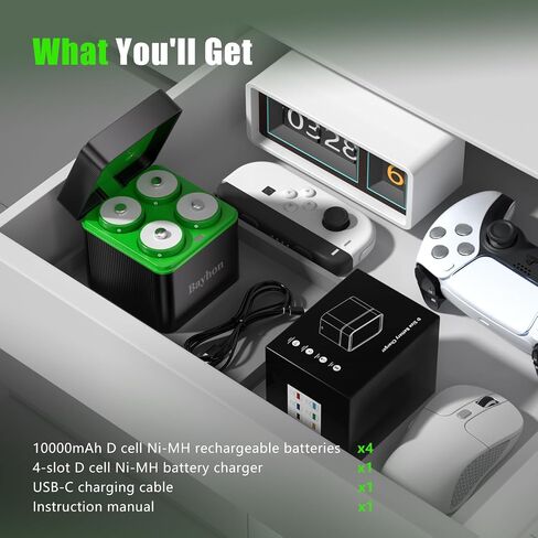 10000mAh D Rechargeable Batteries with 4-Slot Type-C Charger in Kuwait