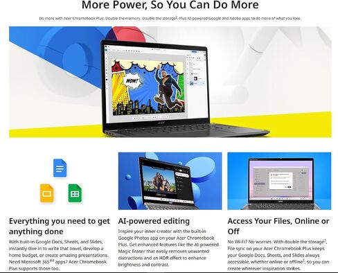 Acer Chromebook Plus Spin 514 2-in-1 Google AI Laptop | 14" WUXGA IPS Touch 100% sRGB | Intel 10-core i5-1334U | 8GB DDR5 1256GB Storage (1TB SSD + 256GB SD Card) | Backlit Type-c w/DLCA Accessory in Kuwait