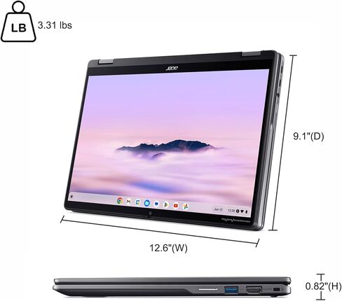 Acer Chromebook Plus Spin 514 2-in-1 Google AI Laptop | 14" WUXGA IPS Touch 100% sRGB | Intel 10-core i5-1334U | 8GB DDR5 1256GB Storage (1TB SSD + 256GB SD Card) | Backlit Type-c w/DLCA Accessory in Kuwait
