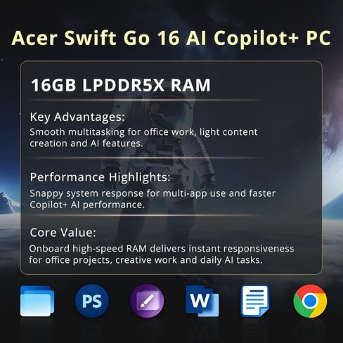Hotface Customized Laptop, Created Using Acer Swift Go 16 AI Copilot+ PC 16" WUXGA Touch Laptop, AMD Ryzen AI 7 445, 16GB RAM, 512GB/1TB/2TB SSD, AMD Radeon 840M, Backlit Keyboard, Win 11, Black in Kuwait