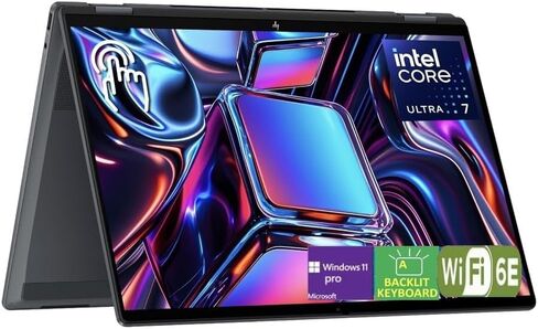 HP OmniBook X Flip 2-in-1 16" WUXGA IPS Touchscreen Laptop, Intel Core Ultra 7 256V, Intel Arc 140V, 16GB RAM 1TB SSD, External 1TB Hard Drive Enclosure, Backlit Keyboard, Windows 11 Pro, Gray in Kuwait