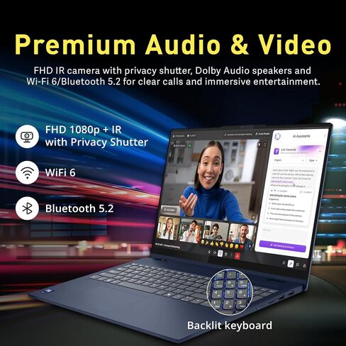 Lenovo Flex IdeaPad 5i 2-in-1 16" WUXGA Touch Laptop, Intel Ultra 7 255U, 32GB LPDDR5X, 2TB Storage(1TB SSD+1TB Docking Station Set), Intel Graphics, Backlit Keyboard, Stylus Pen, Win 11, Blue in Kuwait