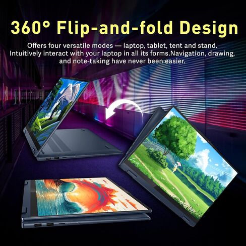 Lenovo Flex IdeaPad 5i 2-in-1 16" WUXGA Touch Laptop, Intel Ultra 7 255U, 32GB LPDDR5X, 2TB Storage(1TB SSD+1TB Docking Station Set), Intel Graphics, Backlit Keyboard, Stylus Pen, Win 11, Blue in Kuwait