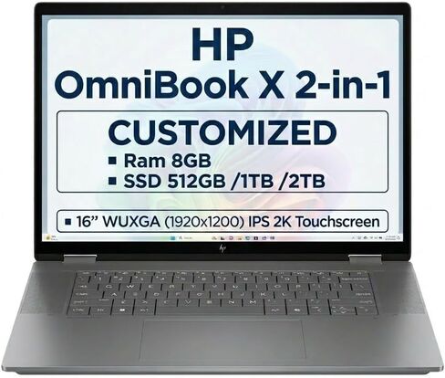 Customized Laptop, Created Using 2-in-1 16" WUXGA Touchscreen Laptop,AMD Ryzen 5 220,AMD Radeon 740M,Backlit,8GB RAM DDR5,512GB/1TB/2TBSSD, Win 11 in Kuwait