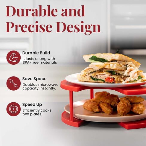 DoubleWave Large Red Two Tier Microwave Plate Stacker in Kuwait
