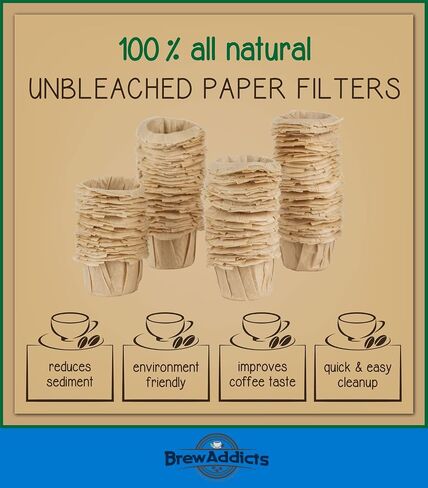 300 Paper Coffee Single-Use Filters, Brown, All-Natural & Unbleached for Keurig Brewers and Compatible with K-Cup Pods 1.0 & 2.0 Models, Disposable filters in Kuwait