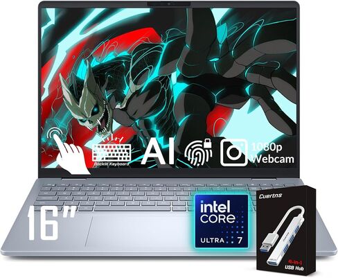 Dell 16 Plus AI Business Laptop, 16" FHD+ Touchscreen, Intel Core Ultra 7 258V(>Ultra 9 185H), Backlit Keyboard, Fingerprint, 1080p Webcam, Windows 11 Pro, Ice Blue(32GB DDR5 RAM 8533MHz | 1TB SSD) in Kuwait
