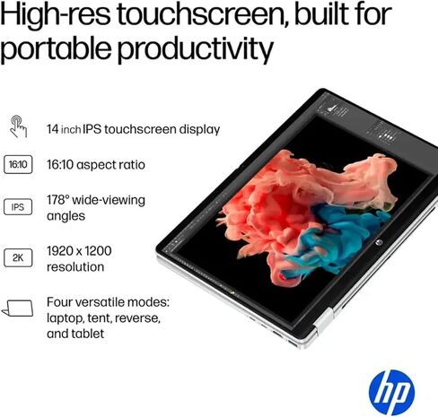 HP OmniBook 5 Flip (Next Gen Envy x360) 2-in-1 Touchscreen AI PC Laptop (14" FHD+, Intel 10-Core 7 150U (> i7 1355U), 16GB DDR5, 512GB SSD) for Designer, IST Hub, 5MP IR Webcam, Win 11 Home in Kuwait