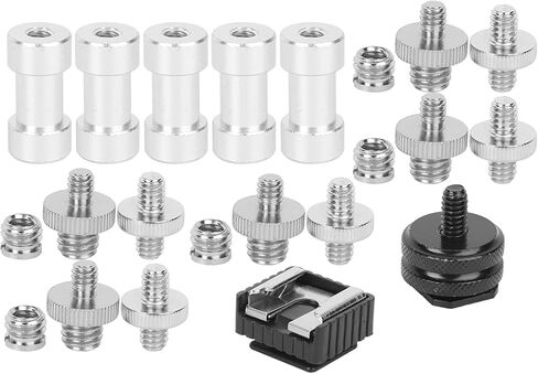 1/4 3/8 Inch Double End Adapter Screw Nut BE Light Stand Hot Shoe Mount Flash Shoe Cold for Photography Equipment Converter Kit with Aluminum Alloy CNC Construction in Kuwait
