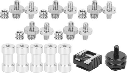 1/4 3/8 Inch Double End Adapter Screw Nut BE Light Stand Hot Shoe Mount Flash Shoe Cold for Photography Equipment Converter Kit with Aluminum Alloy CNC Construction in Kuwait