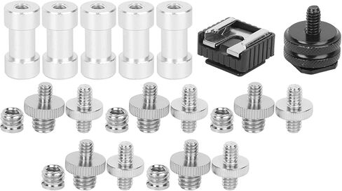 1/4 3/8 Inch Double End Adapter Screw Nut BE Light Stand Hot Shoe Mount Flash Shoe Cold for Photography Equipment Converter Kit with Aluminum Alloy CNC Construction in Kuwait
