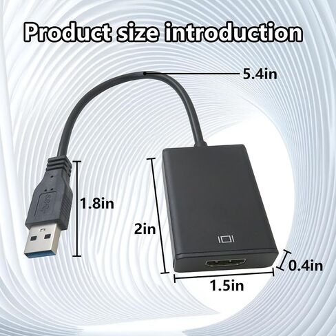 Ultra HD USB 3.0 to HDMI Adapter Cable - Gold-Plated PC Converter for Windows 7/8/10, 1920x1080 Resolution Display Extender to HDTV/Projector/Monitor in Kuwait