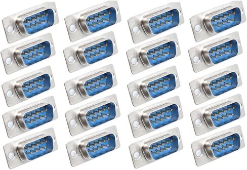 20 Pcs DB9 Female 9-Pin Solder Type D-Sub Connector Adapter for RS232 Serial, VGA, and DIY PC Accessories – Blue in Kuwait