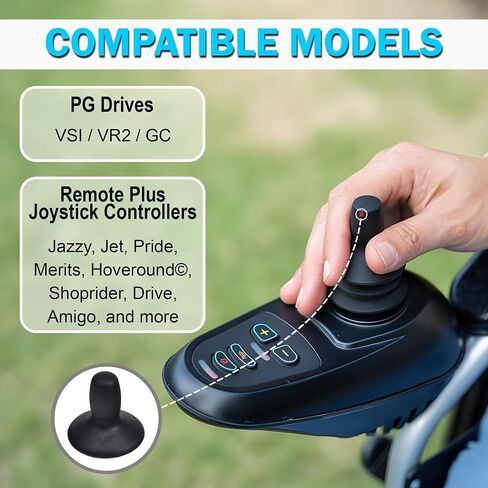 AlveyTech Joystick Knob & Rubber Boot for PG Drives Joystick Controllers VSI, VR2, GC, Remote Plus, & Q-Logic - Electric Mobility Power Chairs & Wheelchair Control, Universal Parts (2 Knobs & 2 Boots) in Kuwait