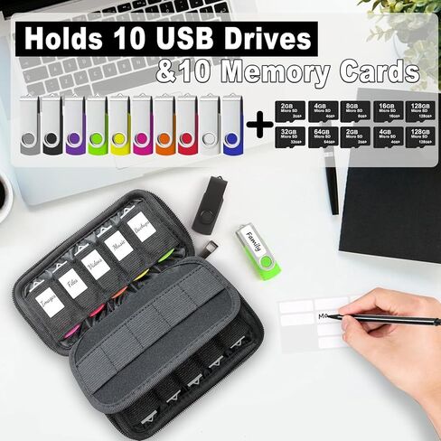 USB Flash Drive Case 20 Slots with Labels TATMOHIK USB Storage Case Thumb Drive Holder case USB Organizer Storage Bag Electronic Accessories Organizer for 10 Memory Cards and 10 USB Memory Sticks in Kuwait