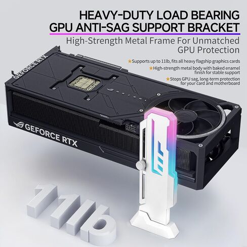 GPU Support Bracket, GSCOLER Universal Graphics Card Support, 60-163mm Adjustable Anti Sag GPU Stand for Universal Video Cards, 16.8M RGB Modes GPU Brace with Magnet & Non-Slip Base for Heavy-Duty GPU in Kuwait