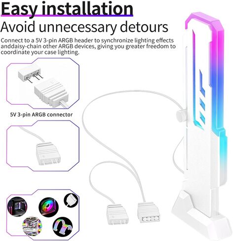 GPU Support Bracket, GSCOLER Universal Graphics Card Support, 60-163mm Adjustable Anti Sag GPU Stand for Universal Video Cards, 16.8M RGB Modes GPU Brace with Magnet & Non-Slip Base for Heavy-Duty GPU in Kuwait