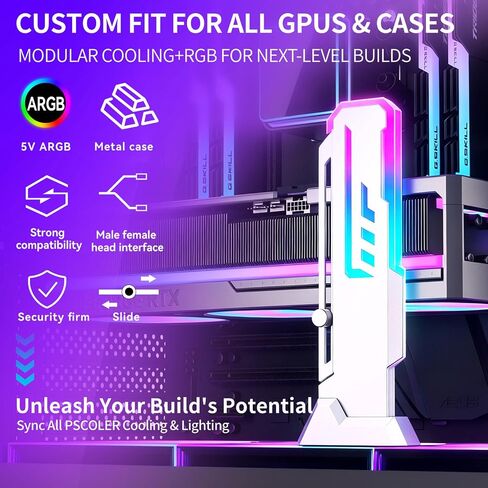 GPU Support Bracket, GSCOLER Universal Graphics Card Support, 60-163mm Adjustable Anti Sag GPU Stand for Universal Video Cards, 16.8M RGB Modes GPU Brace with Magnet & Non-Slip Base for Heavy-Duty GPU in Kuwait