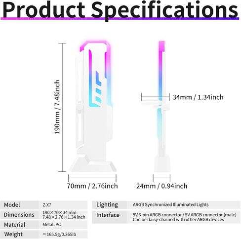 GPU Support Bracket, GSCOLER Universal Graphics Card Support, 60-163mm Adjustable Anti Sag GPU Stand for Universal Video Cards, 16.8M RGB Modes GPU Brace with Magnet & Non-Slip Base for Heavy-Duty GPU in Kuwait
