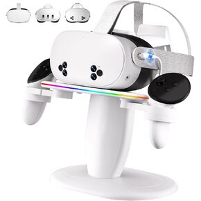 Fast Charging Dock for Meta Oculus Quest 3/3s/2 Headset and Rift/pro/Pico/HTC,RGB Charging Station & Display Stand for Meta Controllers, with USB-C Cable & Charging Port & Tidy VR Accessories in Kuwait