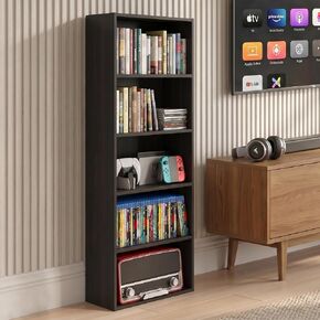 Furinno Basic DVD Shelf, 6-Tier Media Shelf, CD Rack, Espresso in Kuwait