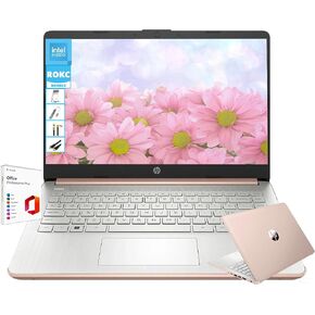 HP Elite 14" HD Portable Laptop with AI Copilot for Students & Business Users, Intel Quad-Core CPU, 8GB RAM|128GB UFS, Windows 11, 1-Year Microsoft 365 & 1TB Cloud Storage, Rose Gold, ROKC Bundle in Kuwait