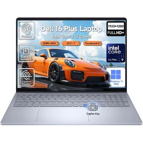 Dell 16 Plus Laptop Touchscreen Computer for Gaming & AI, 16" FHD+ Touch Screen Business Laptop PC, Intel Core Ultra 9, 32GB DDR5 1TB SSD, Windows 11 Pro|Backlit 10-Key|Wi-Fi 7|Thunderbolt|HDMI|FP in Kuwait